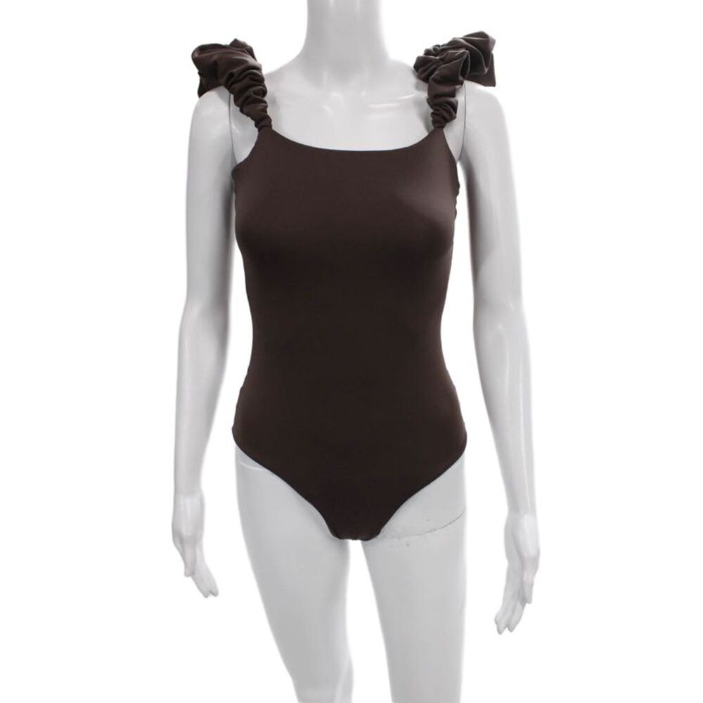 Maygel Coronel Womens One Piece Brown Solid Beach Swimwear Size One Size